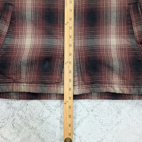 Carhartt Jacket Mens M Gray Red Cedar Plaid Hubbard Sherpa Lined Flannel Shirt - Picture 4 of 8
